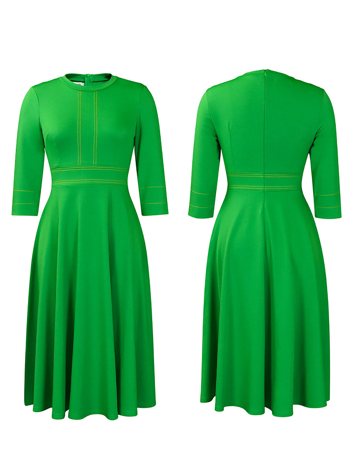 Plus Size Short Sleeve Stand Collar Party Swing Dress