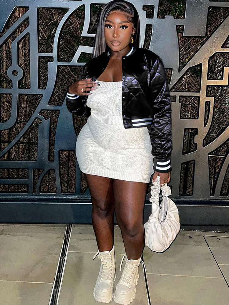 Long Sleeve Patchwork Quilted Baseball Jacket