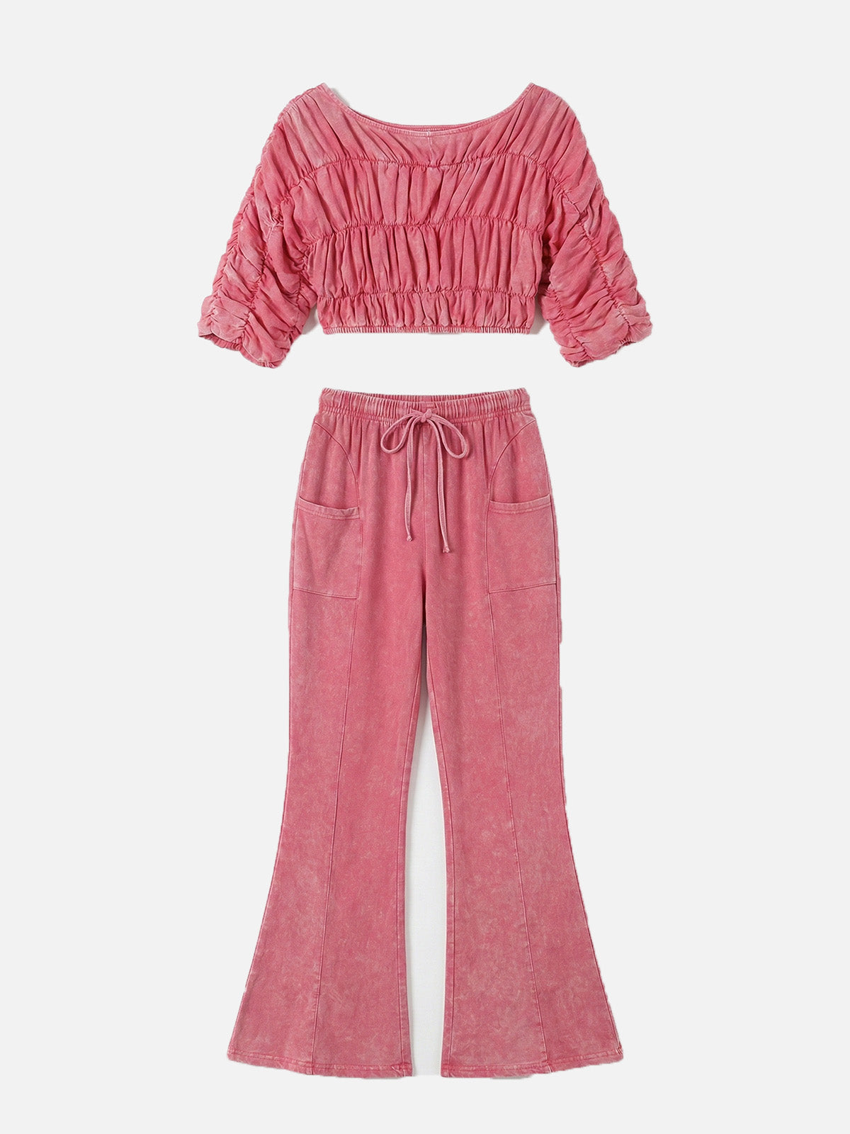 Hosen-Set mit Farbblock-Rüschen