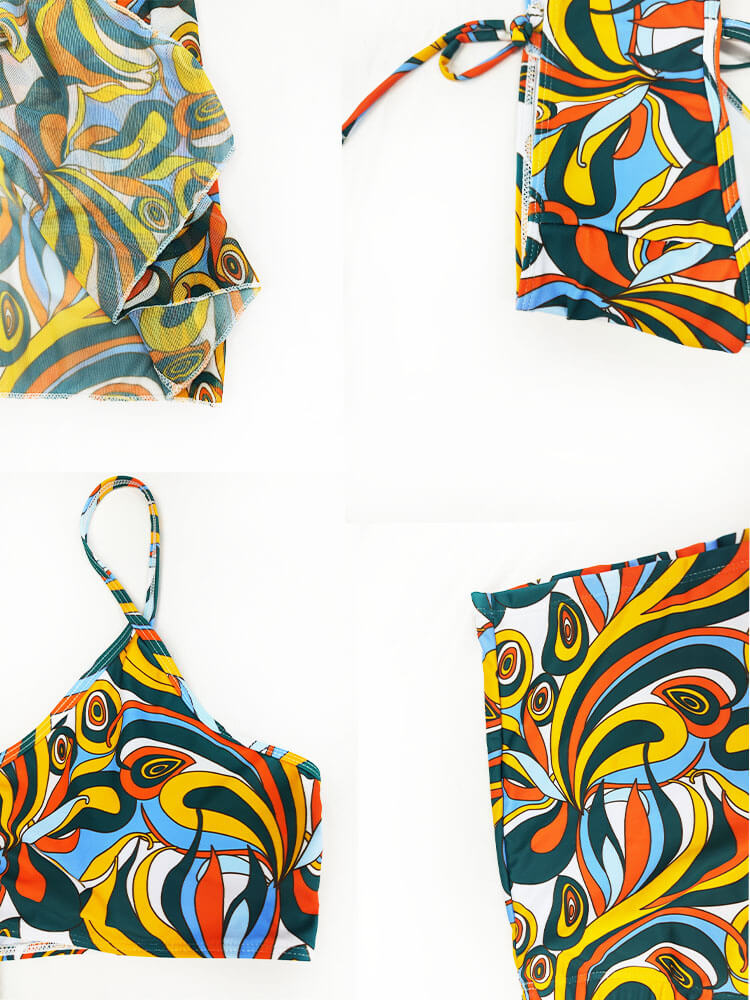 Plus Size Three Piece Floral Print Short Set