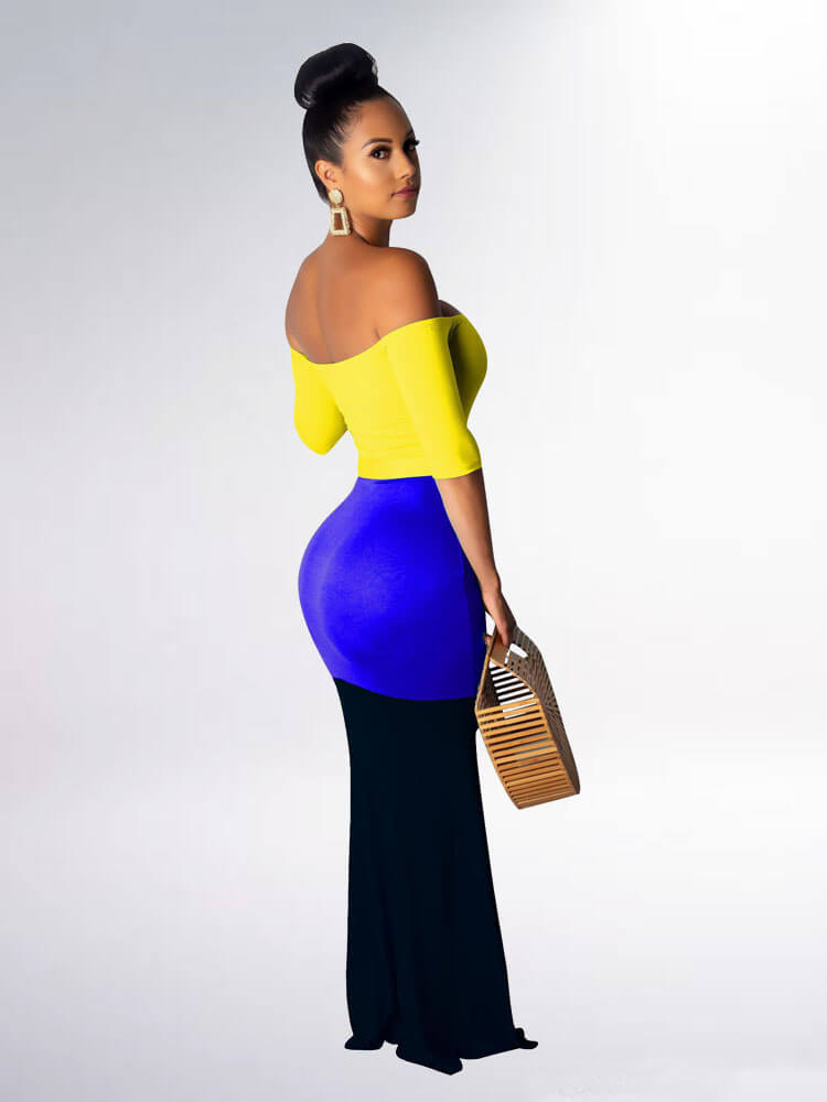 Mermaid Color Block Maxi Dress