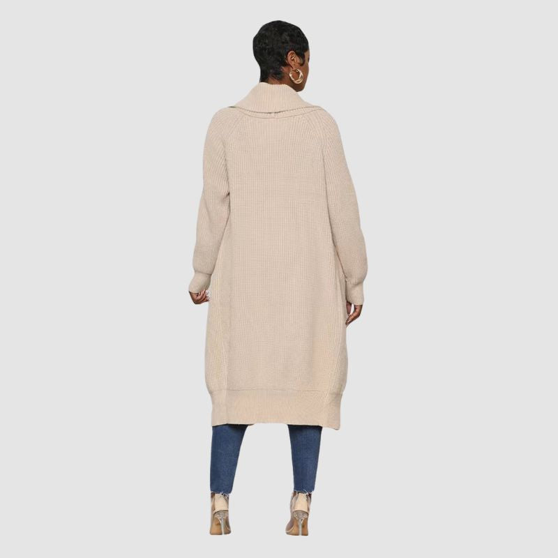 Solid Color Long Knit Cardigan