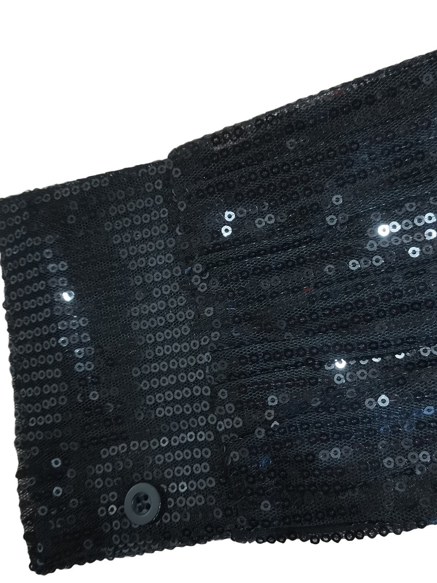 Sequins Long Sleeve Shirts Mini Dress