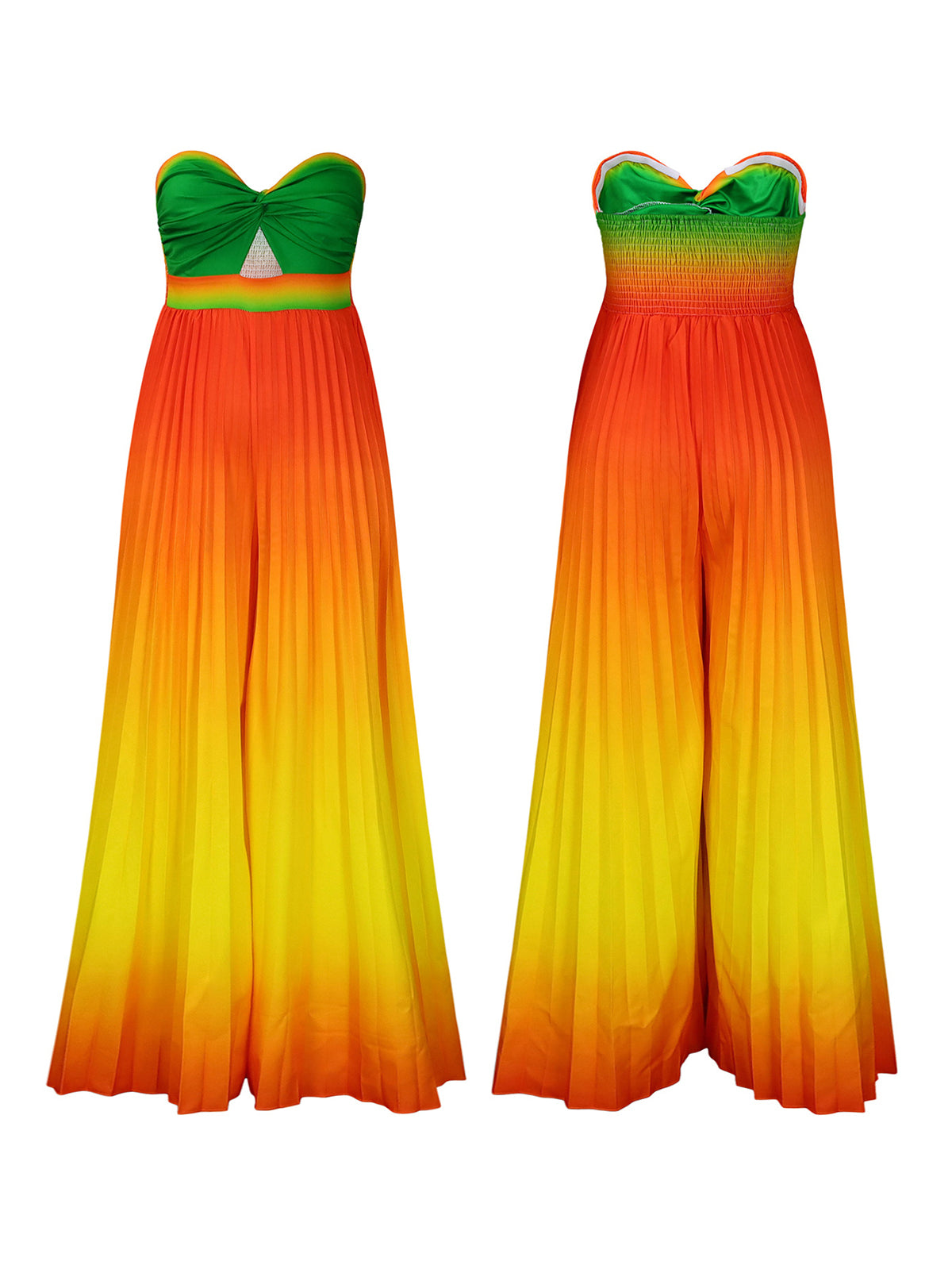 Strapless Gradient Rainbow Backless Jumpsuit