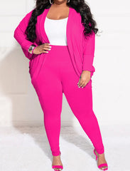 Plus Size Two Piece Jacket Bodycon Pants