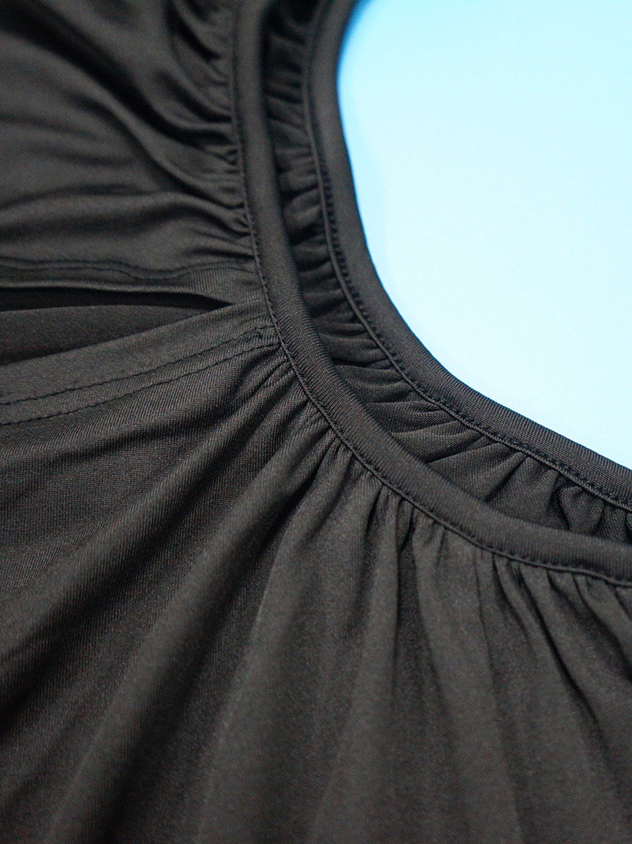 Cutout Ruched Slit Maxi Dress