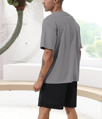 Mens Solid Color Short Sleeve Top