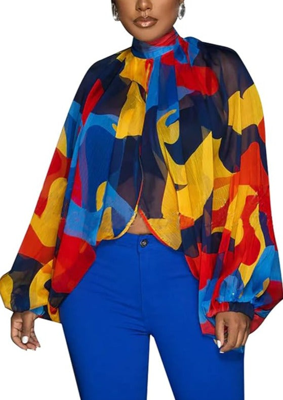 Bat Long Sleeve Chiffon Blouse