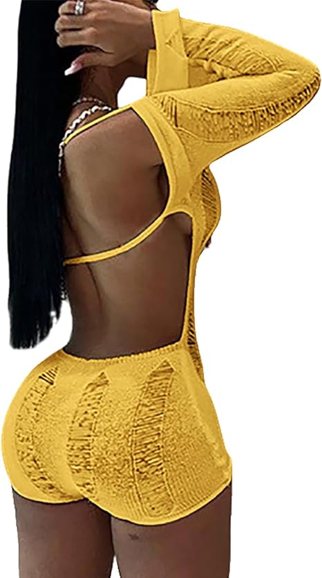 Hollow Out Backless Off Shoulder Romper