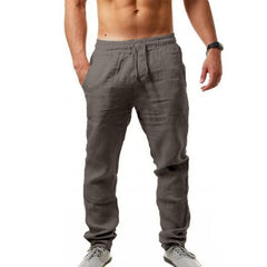 Mens Linen Drawstring Casual Pants