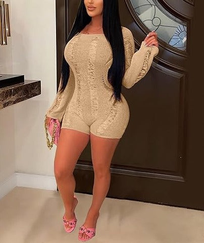 Hollow Out Backless Off Shoulder Romper