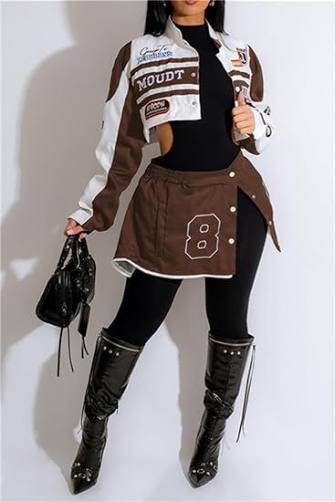 Detachable Letter Graphic Racer Colorblock Baseball Coat
