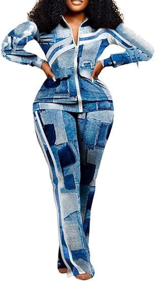 Two Piece Zipper Up Top Long Pants