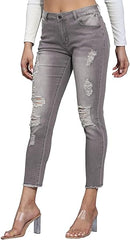 Denim High Waist Ripped Jeans