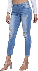 Denim High Waist Ripped Jeans