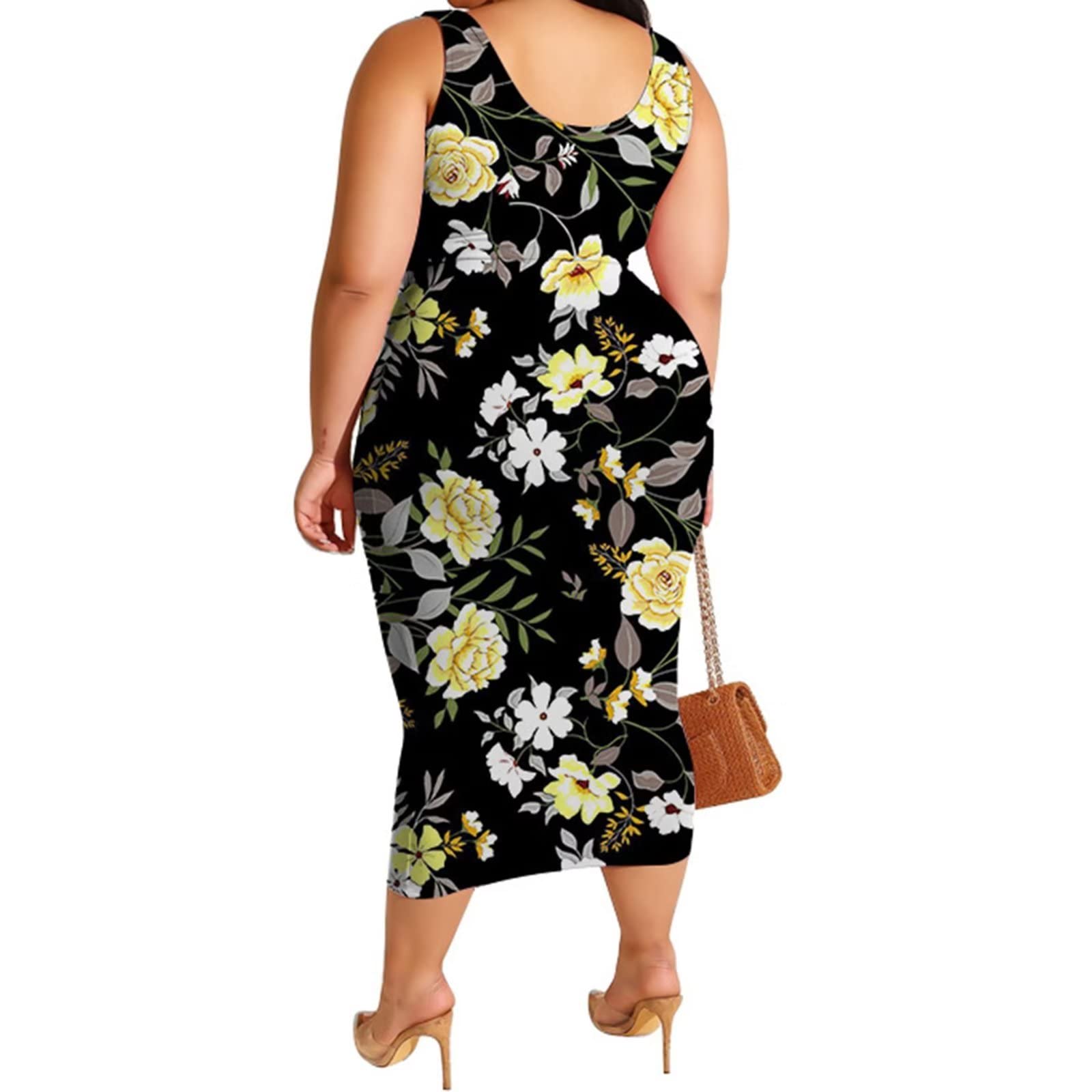 Plus Size Print Sleeveless Top Skirt Set