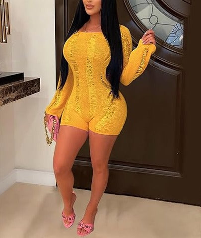 Hollow Out Backless Off Shoulder Romper