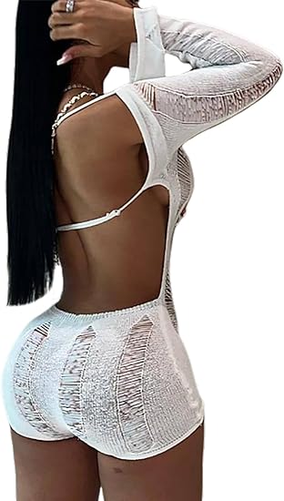 Hollow Out Backless Off Shoulder Romper