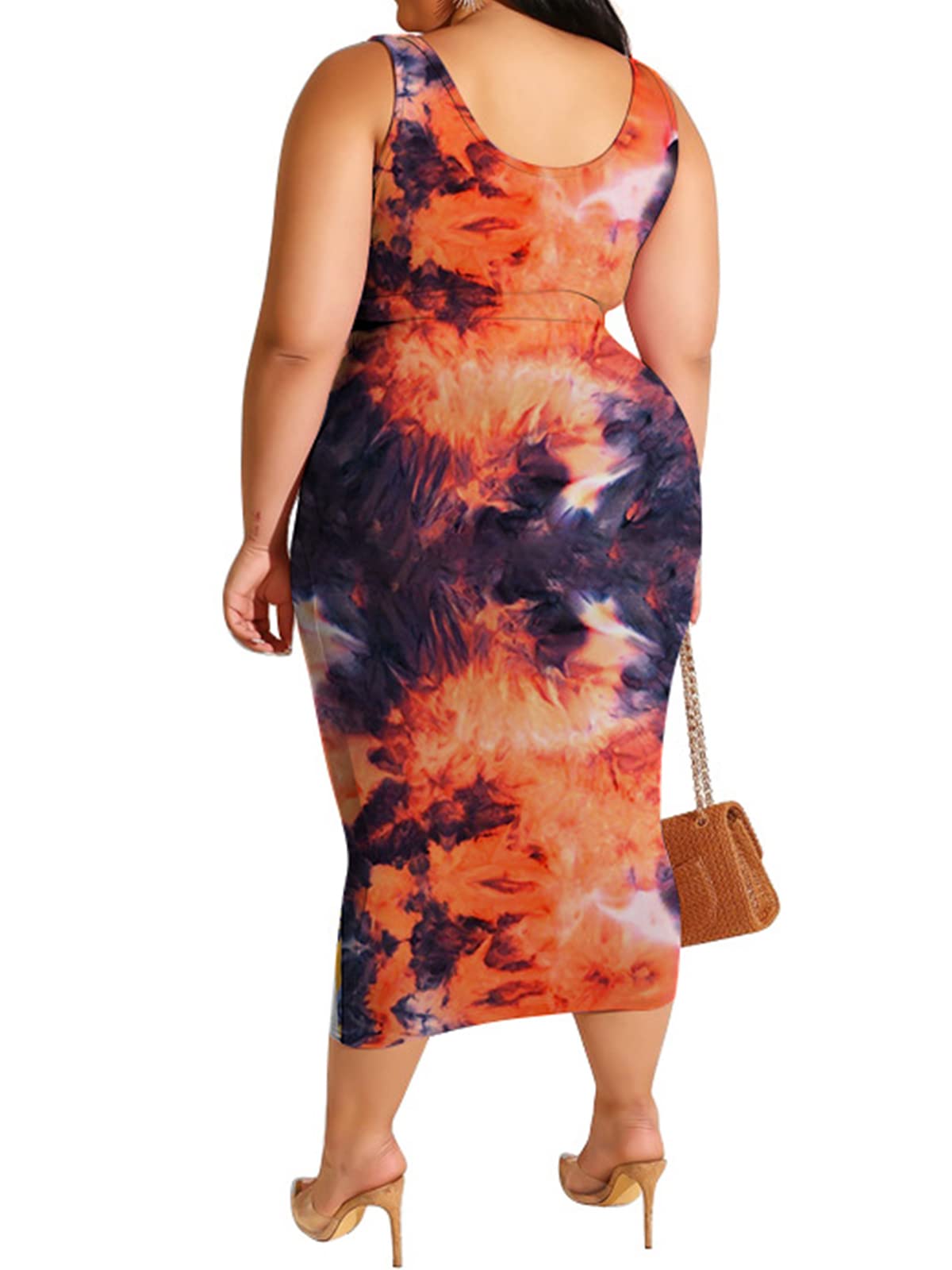 Plus Size Print Sleeveless Top Skirt Set