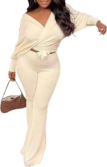 Two Piece Crop Top Wide Leg Pants