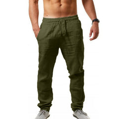 Mens Linen Drawstring Casual Pants