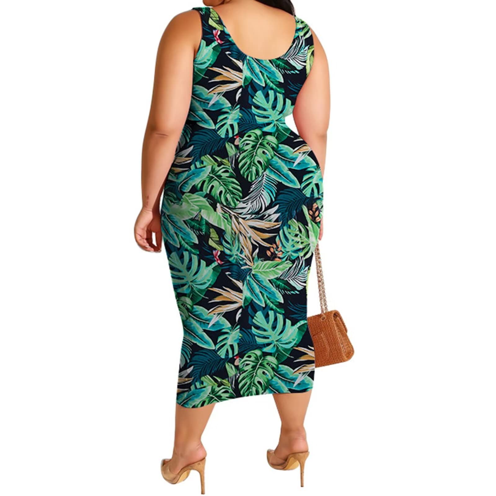 Plus Size Print Sleeveless Top Skirt Set