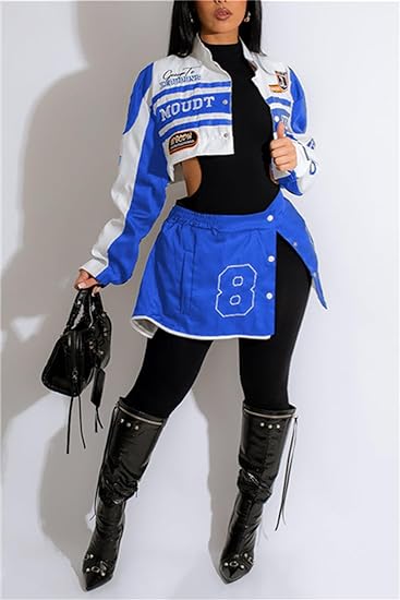Detachable Letter Graphic Racer Colorblock Baseball Coat