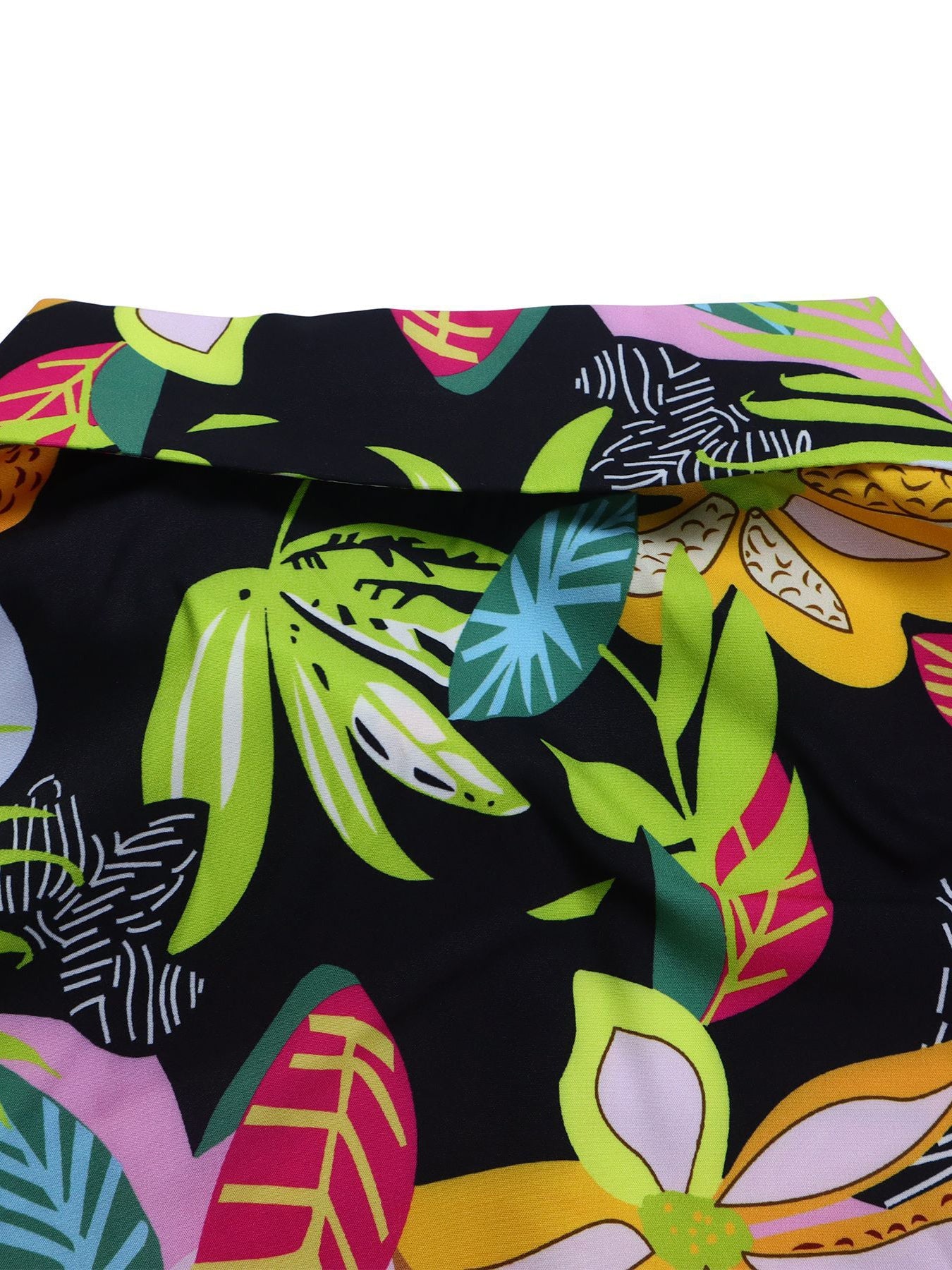 Printed Two-Piece Set with Collar Tie Shirt & Wide-Leg Pants