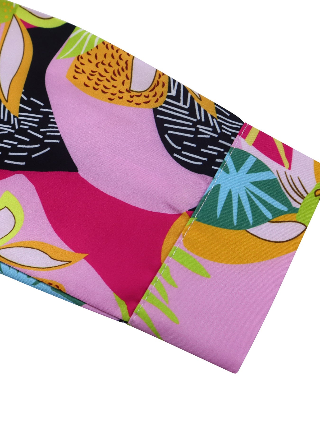 Printed Two-Piece Set with Collar Tie Shirt & Wide-Leg Pants