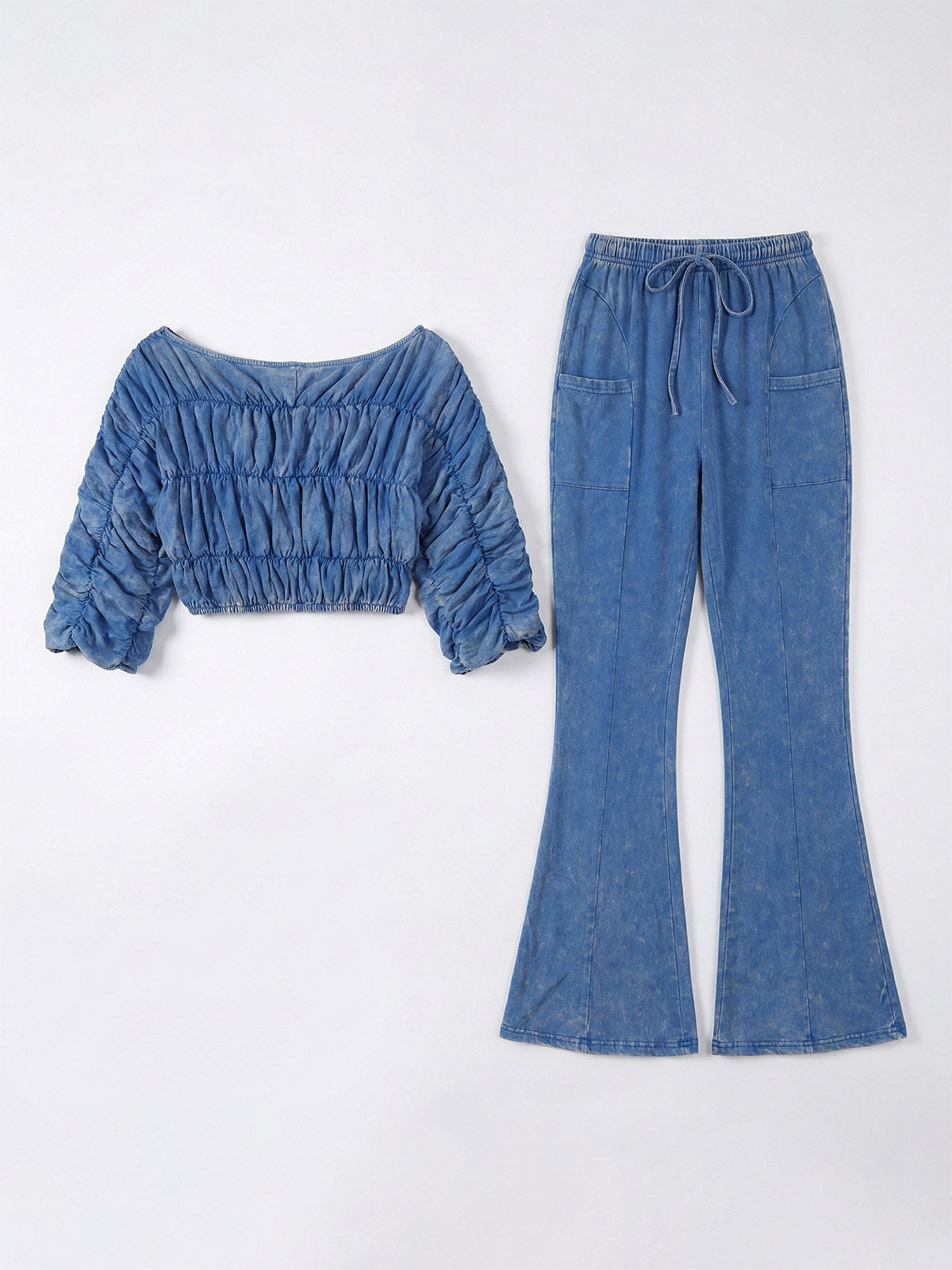 Hosen-Set mit Farbblock-Rüschen