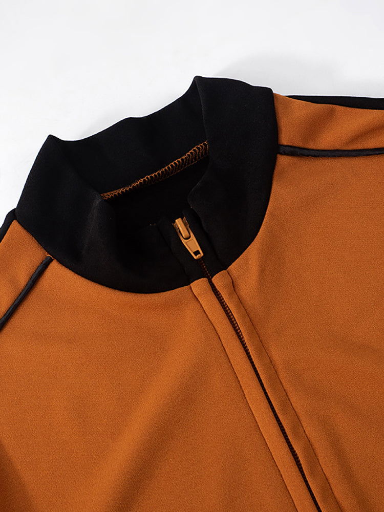 Stand Collar Slim Fit Jacket and Shorts Set