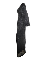 Sequin Long Sleeve V-Neck Maxi Dress