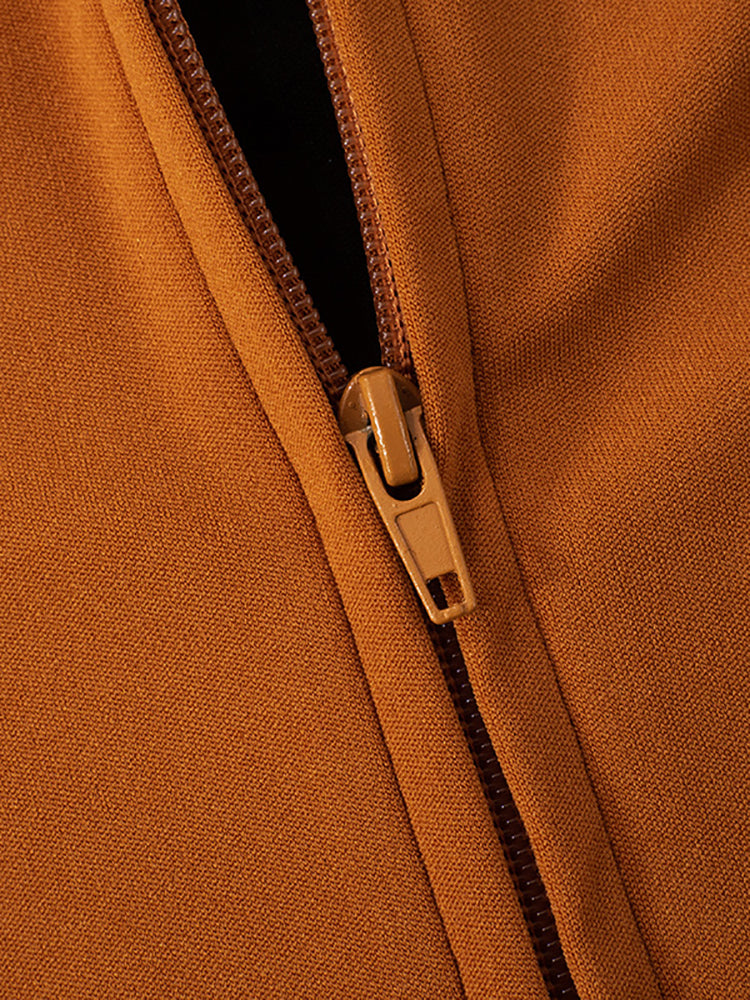 Stand Collar Slim Fit Jacket and Shorts Set