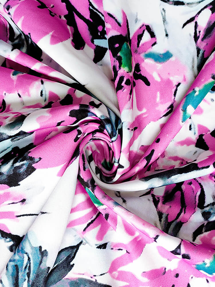 Long Sleeve Floral Print Patchwork Mini Dress