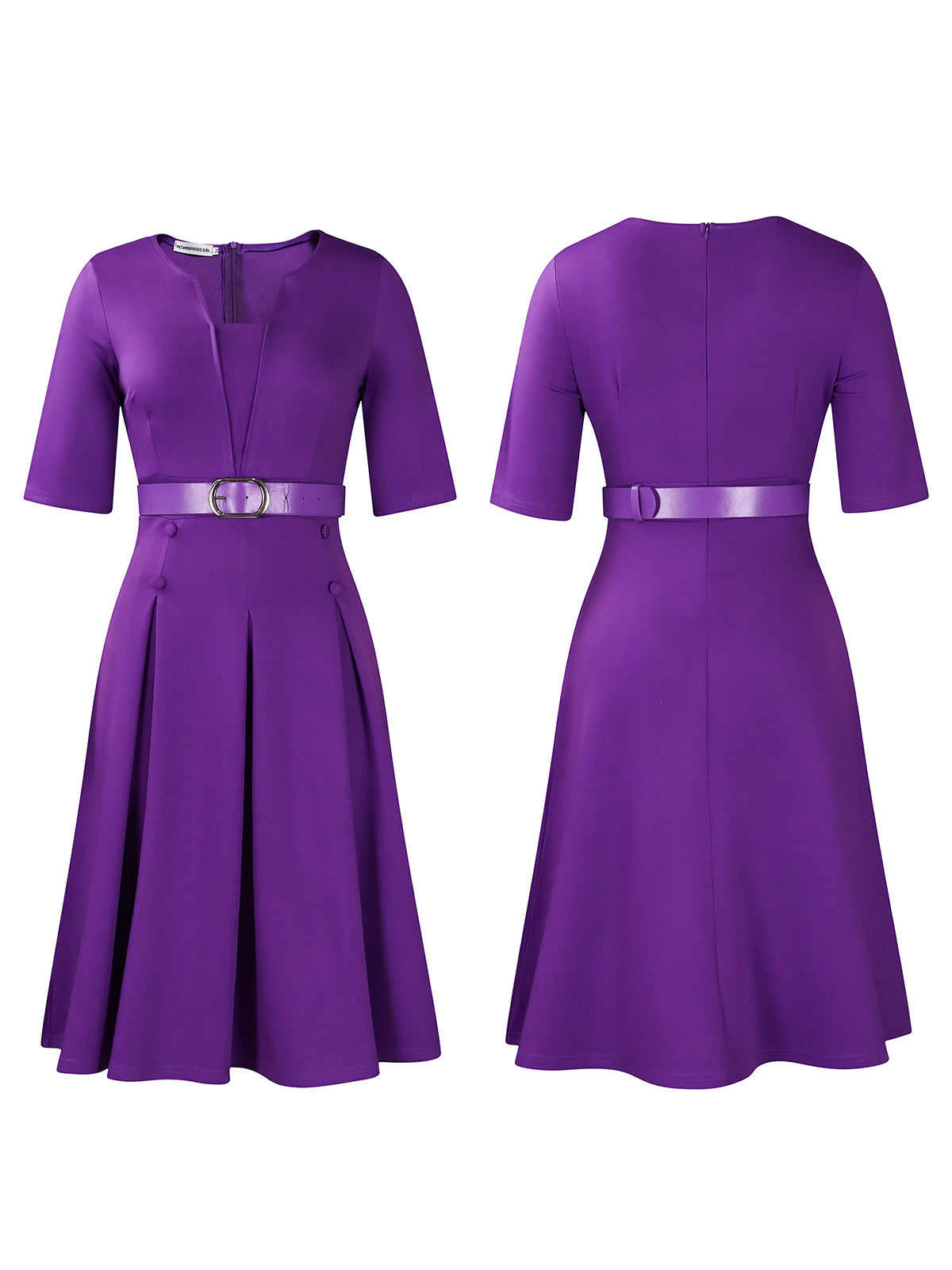 Plus Size Solid Color Half Sleeve Dress