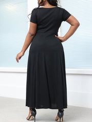 Square Neck Button-Up Solid Color Maxi Dress