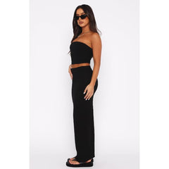 Two Piece Sleeveless Tube Top Bodycon Maxi Skirts