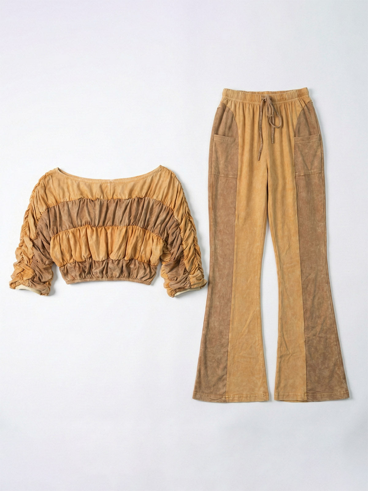 Hosen-Set mit Farbblock-Rüschen