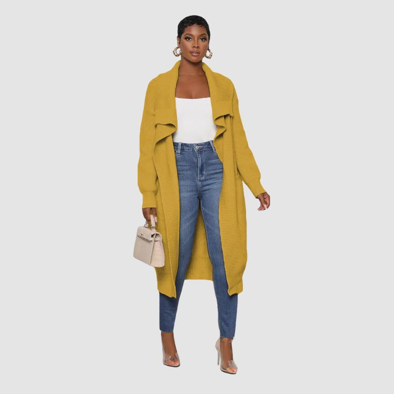 Solid Color Long Knit Cardigan