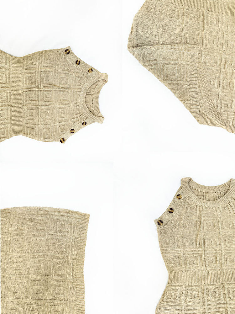 Sleeveless Knit Button Bodycon Mini Dress