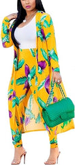 Two Piece Print Long Sleeve Cardigan & Bodycon Pants