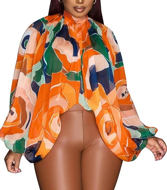 Bat Long Sleeve Chiffon Blouse