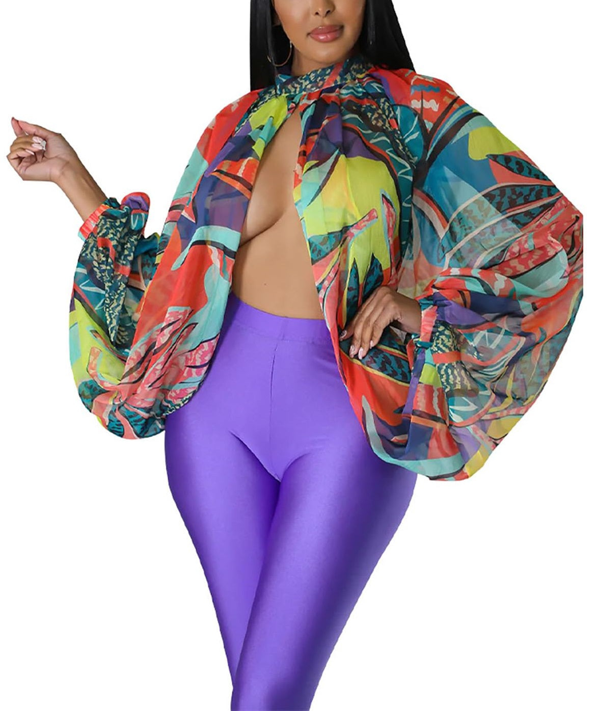 Bat Long Sleeve Chiffon Blouse