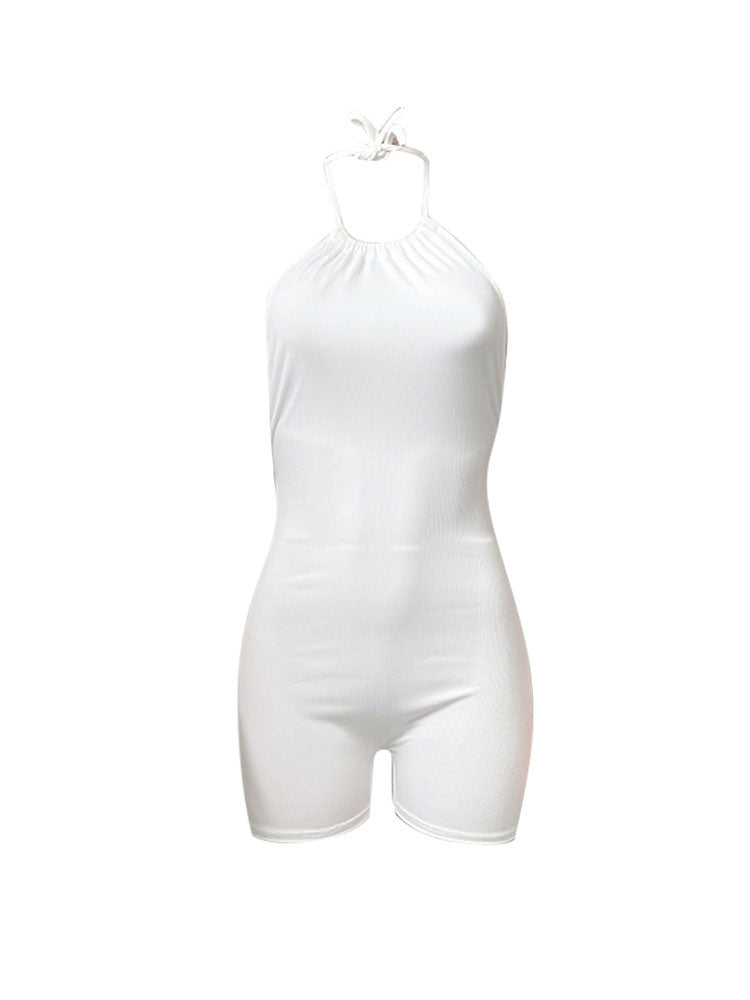 Sleeveless Backless Halter Bodycon Romper