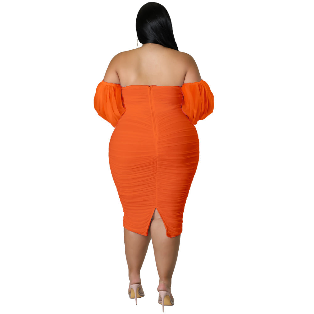 Plus Size Off Shoulder Bodycon Midi Dress