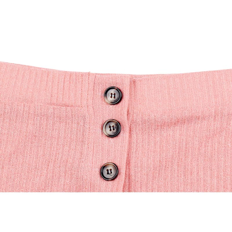 Buttoned Square Collar Top Wide Leg Pant Set