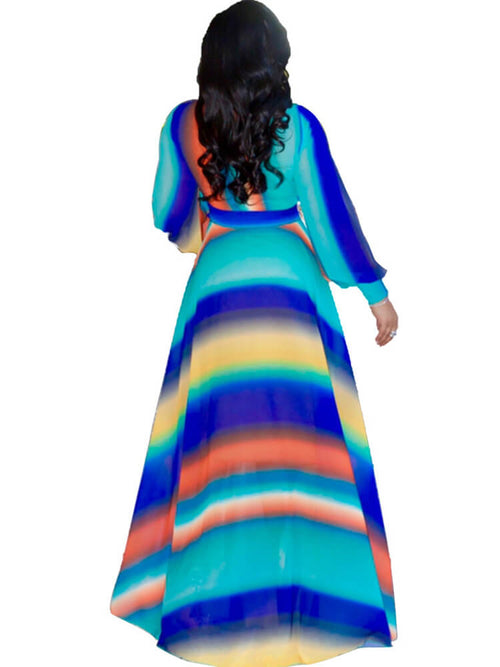 Robe maxi bohème en mousseline imprimée à fleurs, col V cache-cœur