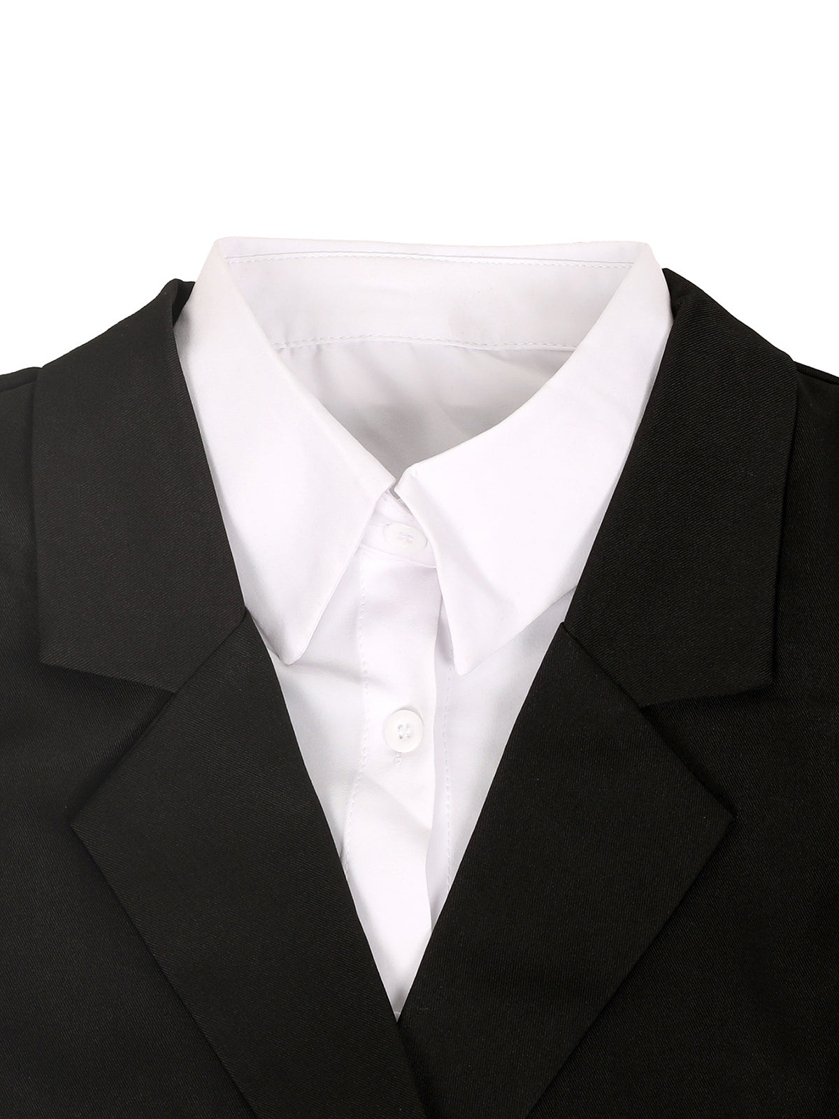 Ensemble deux pièces blazer, chemise à col et jupe plissée