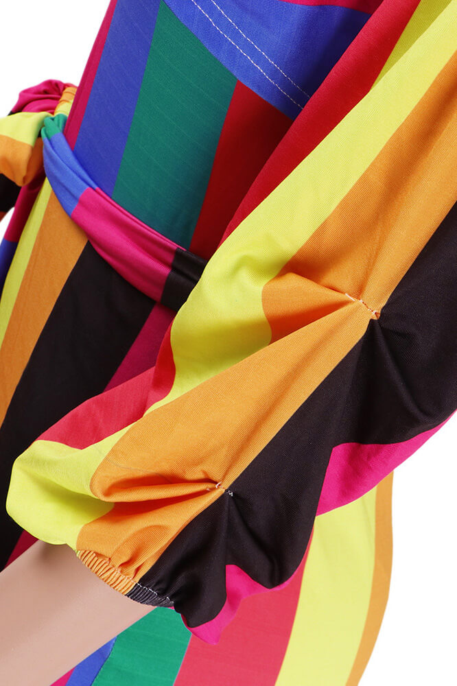 Off Shoulder Floral Rainbow Romper