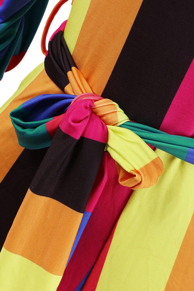 Off Shoulder Floral Rainbow Romper